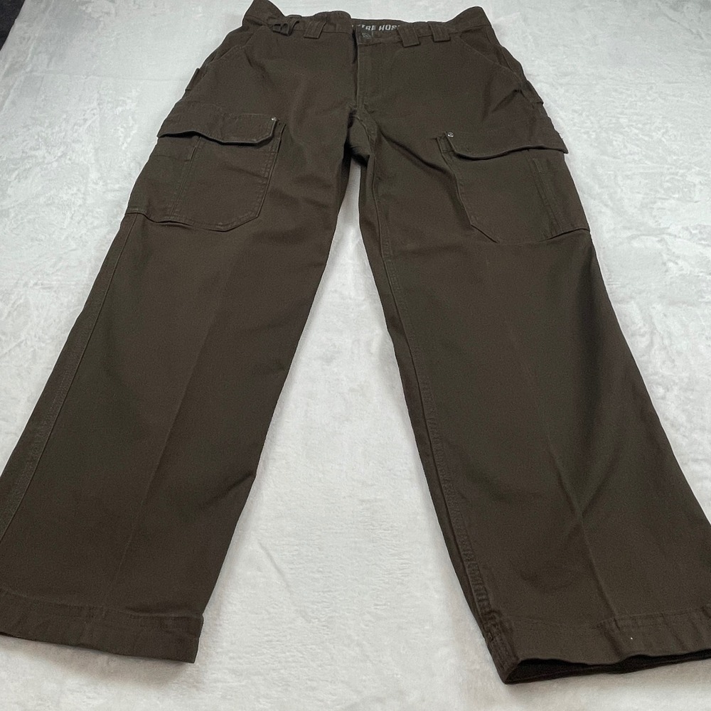 Duluth Trading Co Mens Flex Fire Hose Cargo Pants Brown 34x30 Workwear Straight